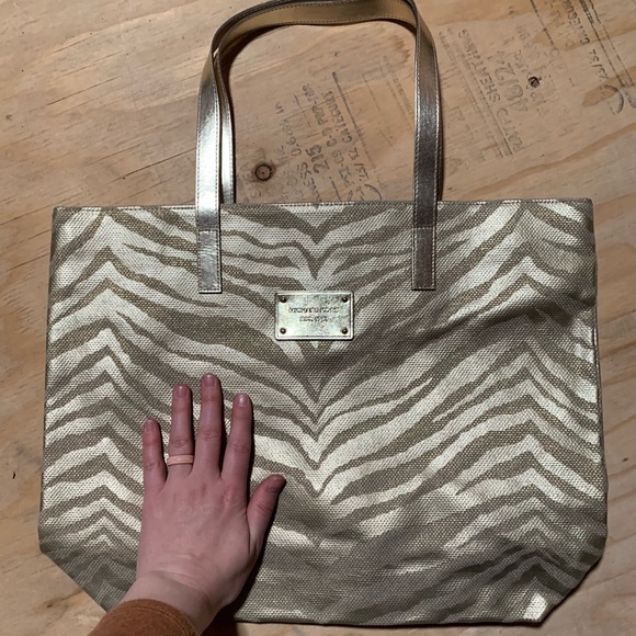 Michael Kors Gold Zebra Tote - Picture 2 of 5